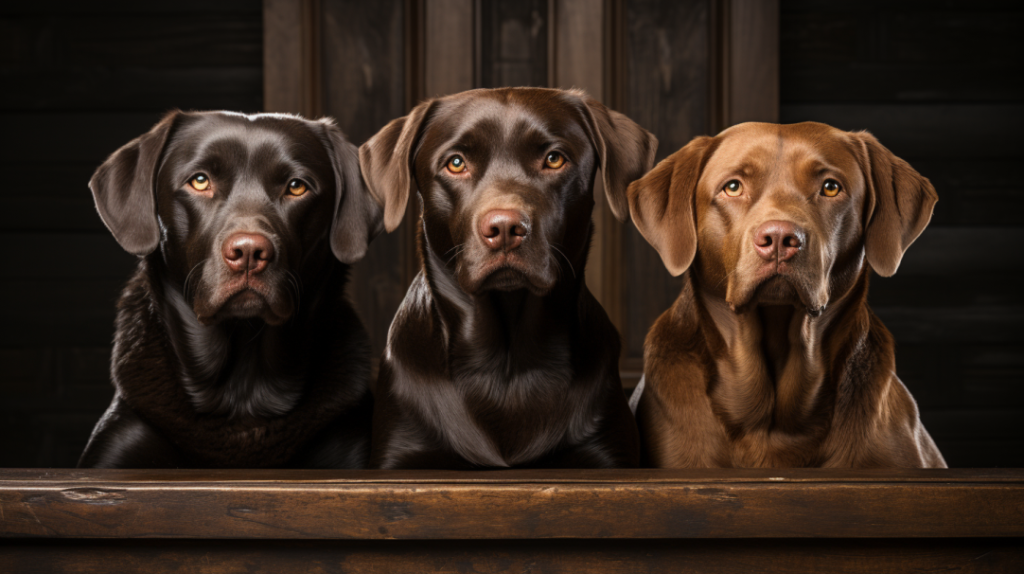 czekoladowy labrador w trzech odcieniach