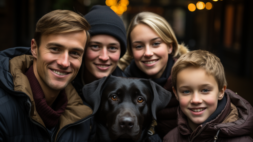 labrador ze swoją rodziną