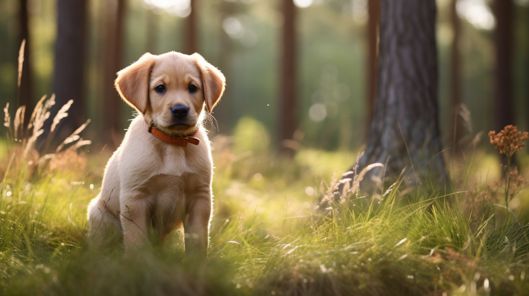 labrador szczeniak na dworze