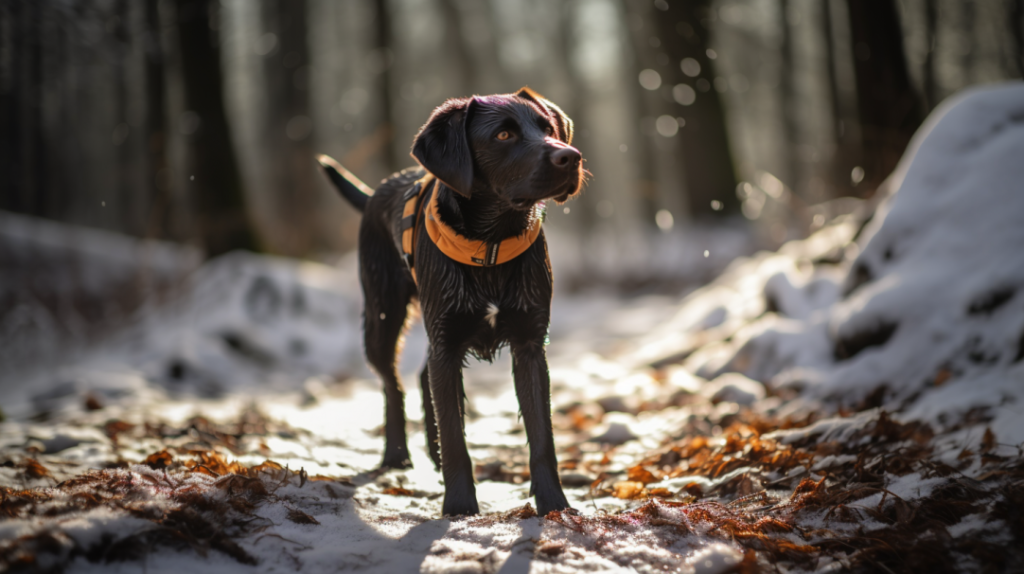 labrador typu pracy w lesie