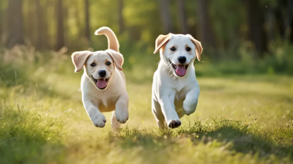 szczeniak labradora z kolegą