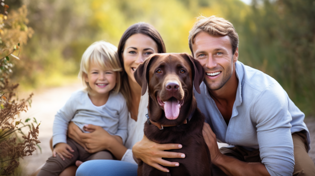 Czekoladowy Labrador jest bardzo popularny wśród rodzin