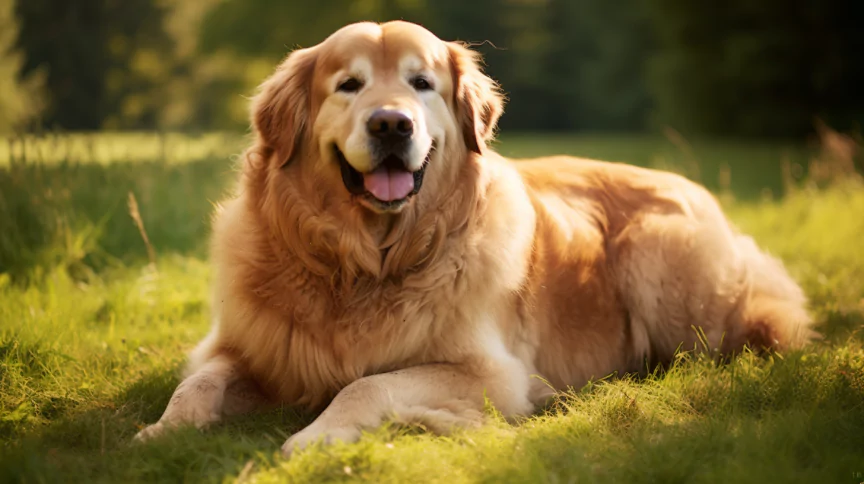 Golden retriever z nadwagą