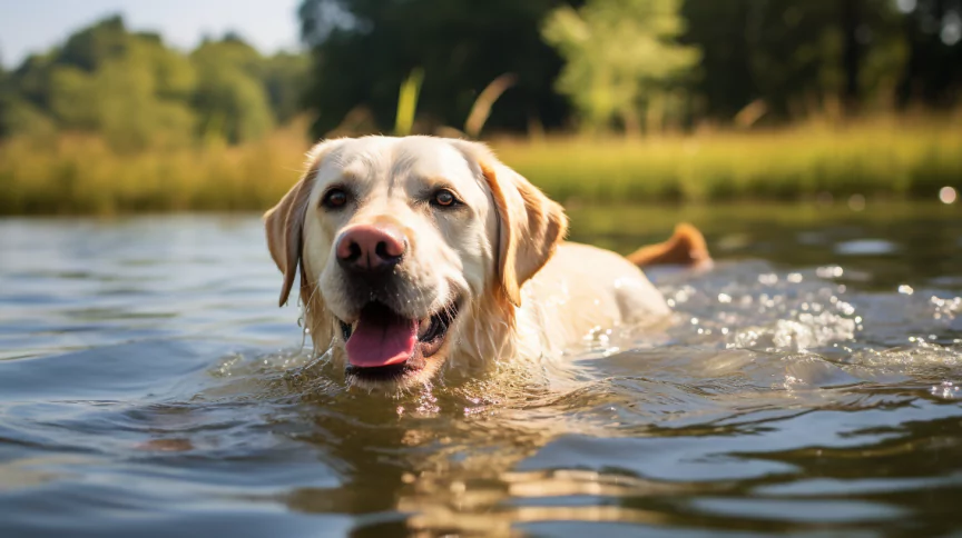 Labrador pływa