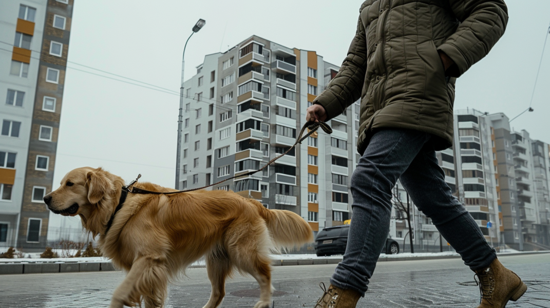 golden retriever w bloku