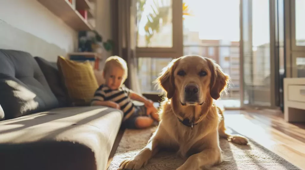 golden retriever i dziecko