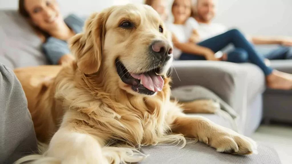 golden retriever w dużej rodzinie