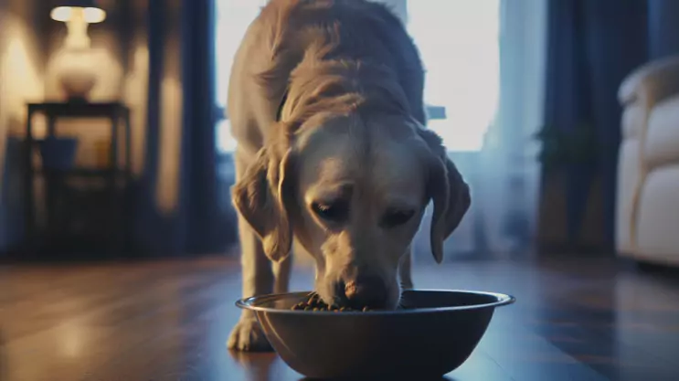 labrador w cichym miejscu ja pokarm