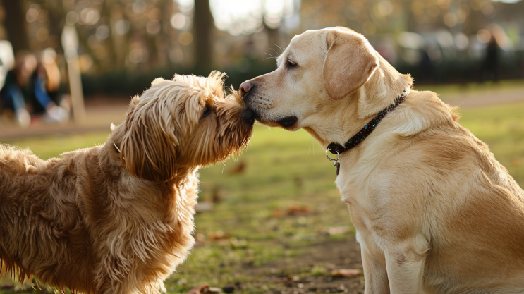 łagodny Labrador z innym psem