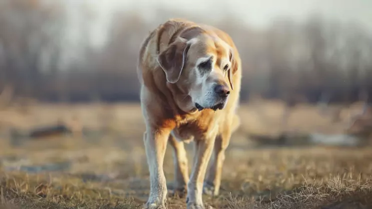 stary labrador na spacerze