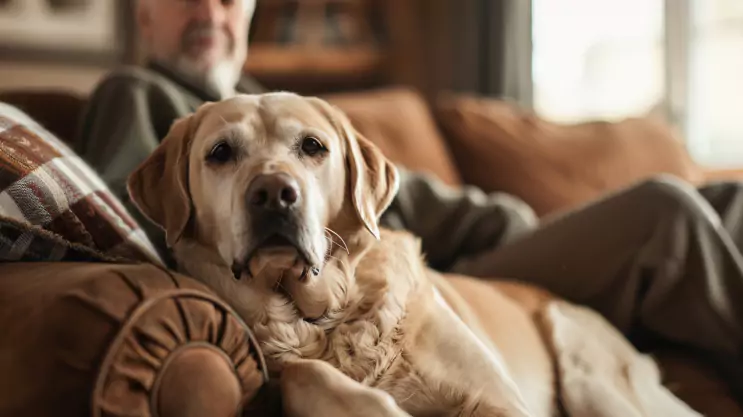 dorosły labrador na kanapie