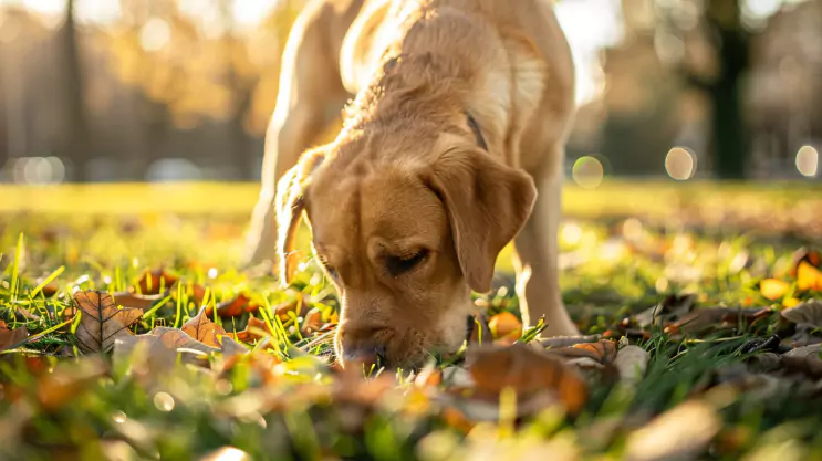 labrador je z podłogi w parku