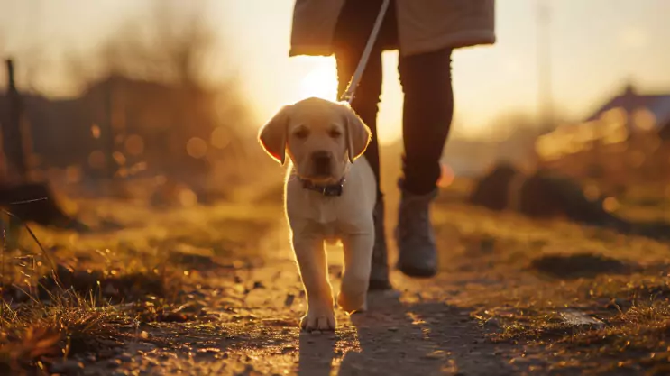 spacer przed snem szczeniak labradora