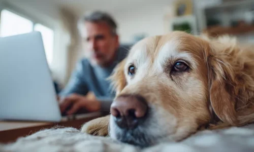 golden i praca zdalna w domu czy znudzony pies gdy pracujesz z domu
