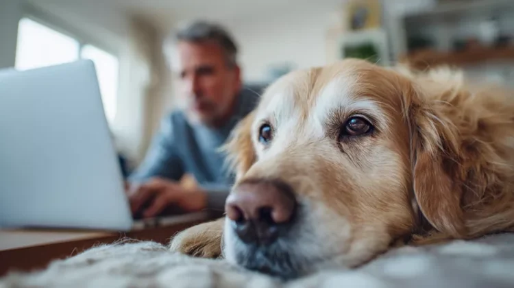 golden i praca zdalna w domu czy znudzony pies gdy pracujesz z domu