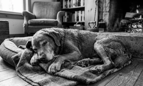 jak długo żyje chesapeake bay retriever - stary chesapeake bay retriever na podłodze śpi